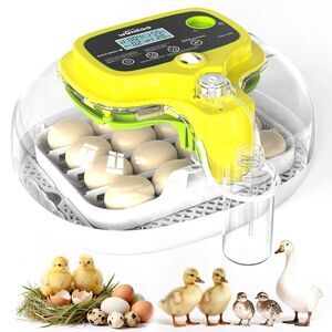 16 Eggs Incubator with Auto Water Refill, Auto temp Control for chicken &quail
